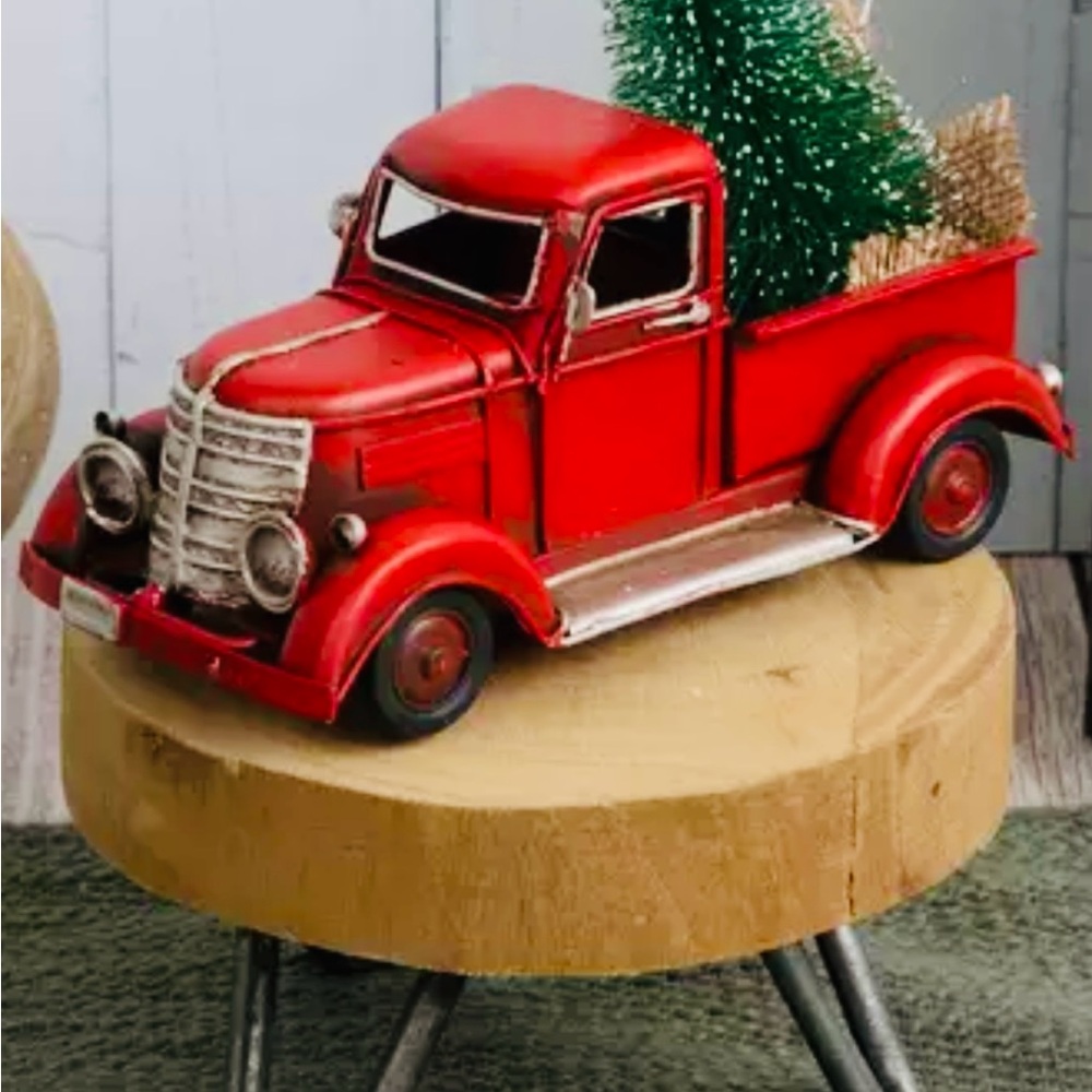 Vintage Red Holiday Truck Decor